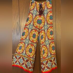 Arden B. Vibrant Boho Patterned Palazzo Pants Sz L